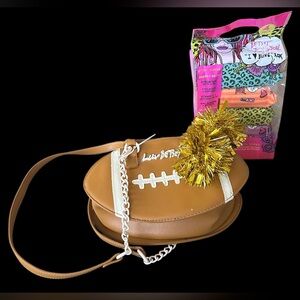 NWT Betsey Johnson Brown Football Crossbody Bag with Gold Pom Pom Accessory🏈